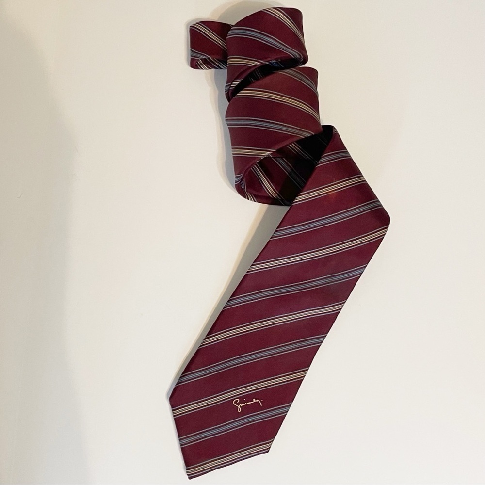 Givenchy Gentlemen Wallachs Paris Silk Tie Maroon Blue Ivory Stripe Tie